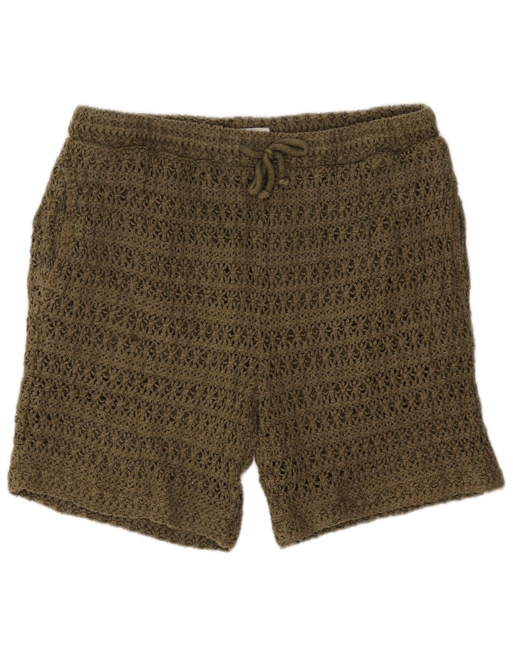 Zara hæklede shorts til kvinder Large W32 Khaki Bomuld
