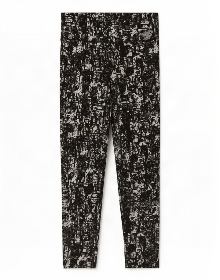 New Balance Kvinders abstrakt mønster Leggings UK 8 Small Black Polyester