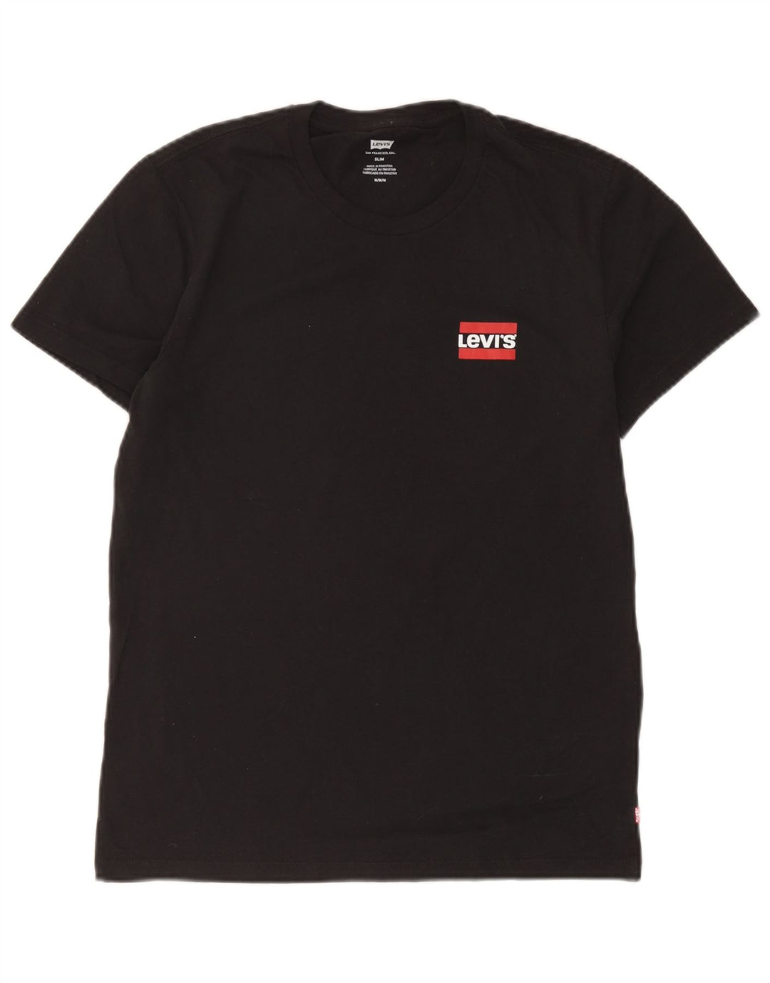 Levi's Herre Slim T-Shirt Top Medium Sort Bomuld