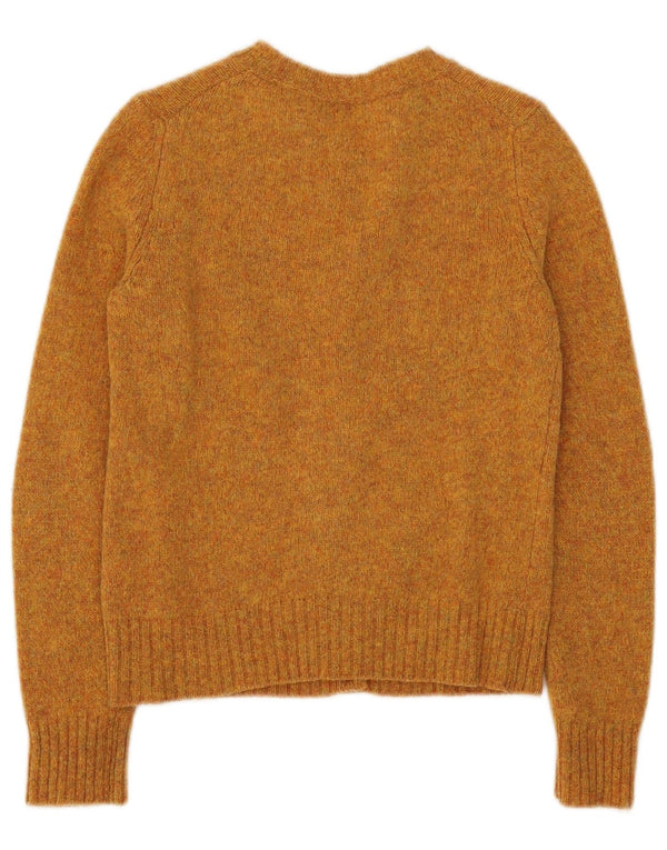 Benetton Womens Crop Cardigan Sweater UK 6 XS Gul Flecked Uld