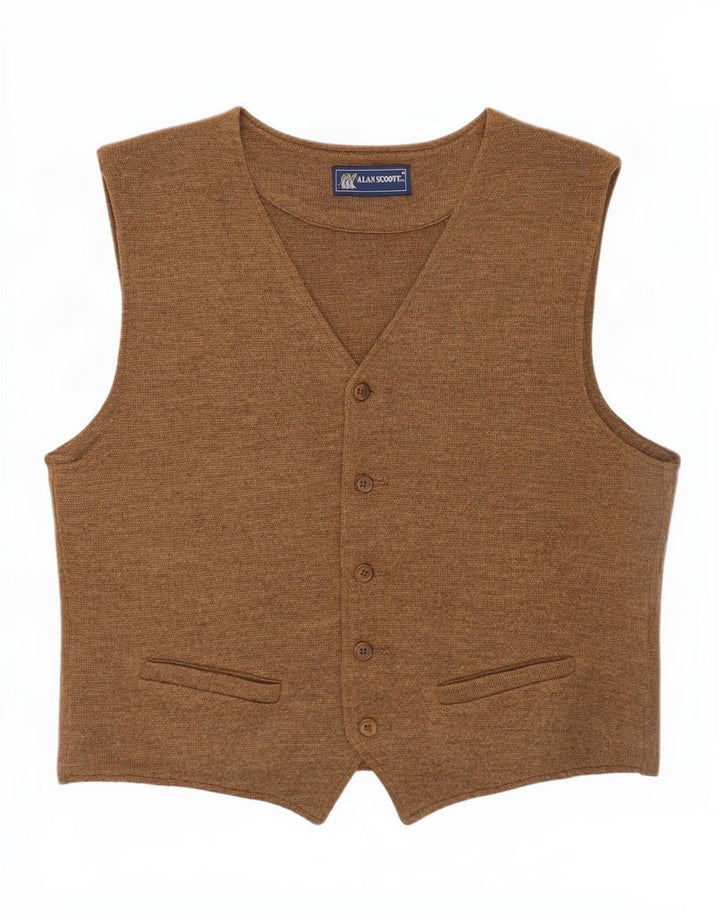Alan Scoott Herrestrikket vest IT 48 Lille brun uld