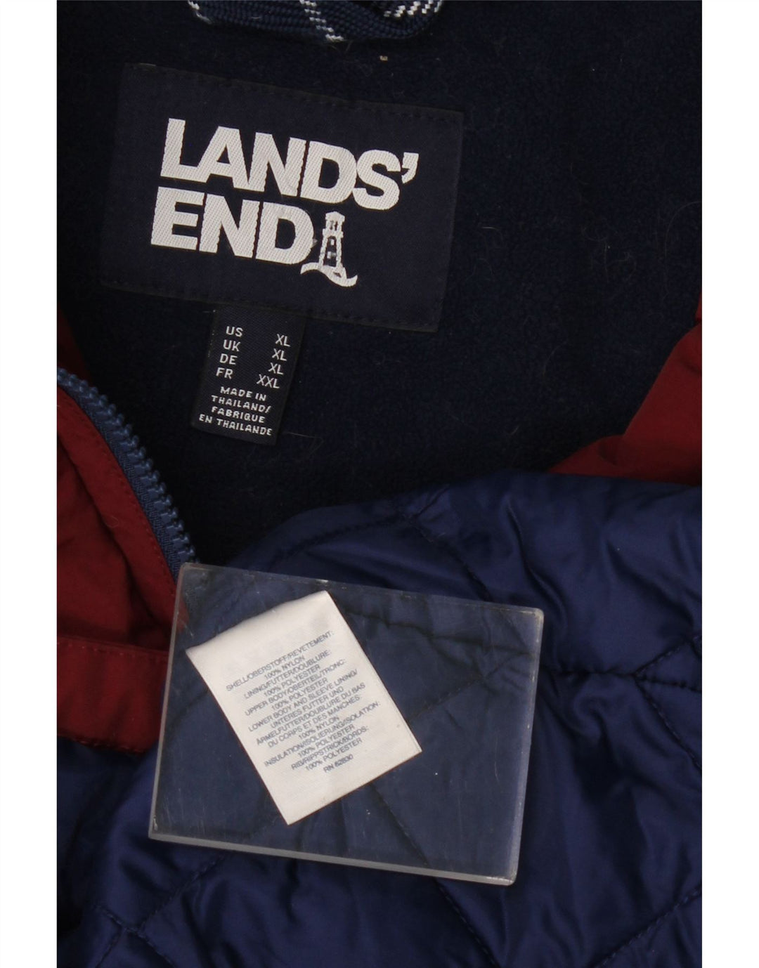 LANDS END Dame Oversized hætte vindjakke UK 18 XL Burgundy Nylon
