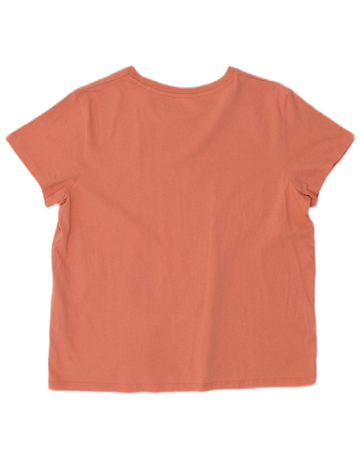 LEVI'S Kvinder grafisk T-shirt Top UK 16 Stor Orange Bomuld