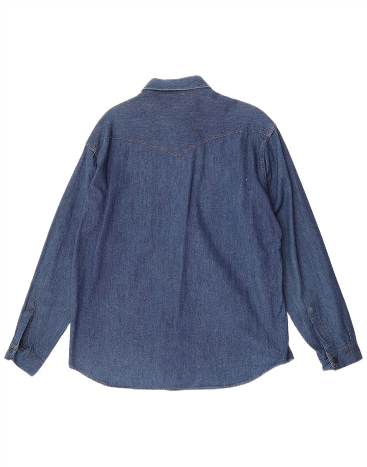 Wrangler denimskjorte til mænd, stor blå bomuld