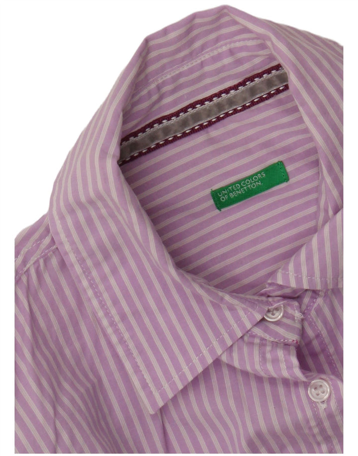 BENETTON Dameskjorte UK 14 Medium Lilla Stribet