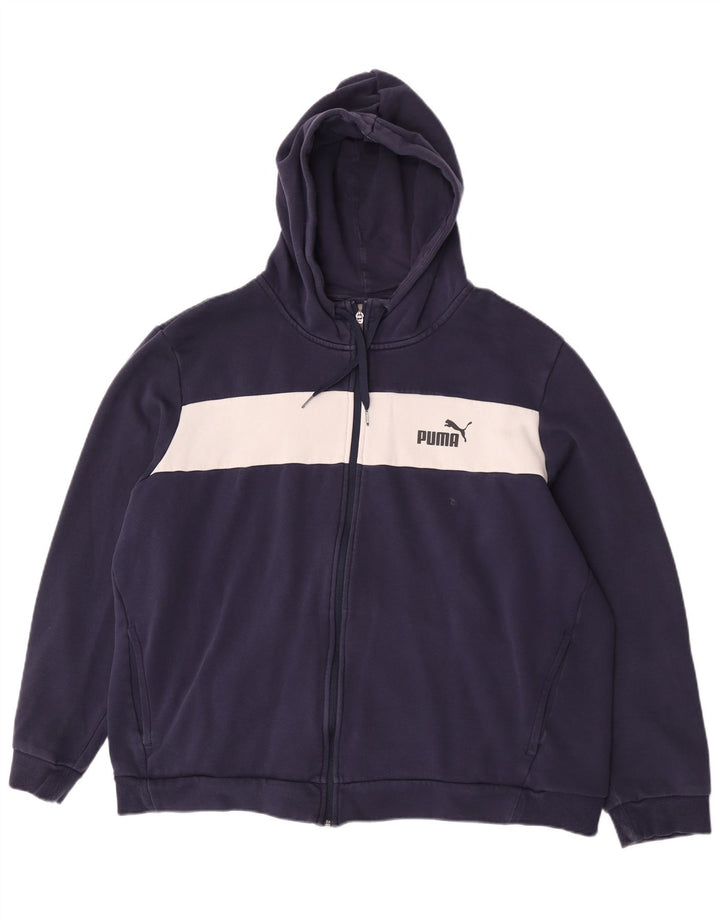 Puma Hættetrøje med lynlås til mænd 2XL Marineblå Colourblock Polyester