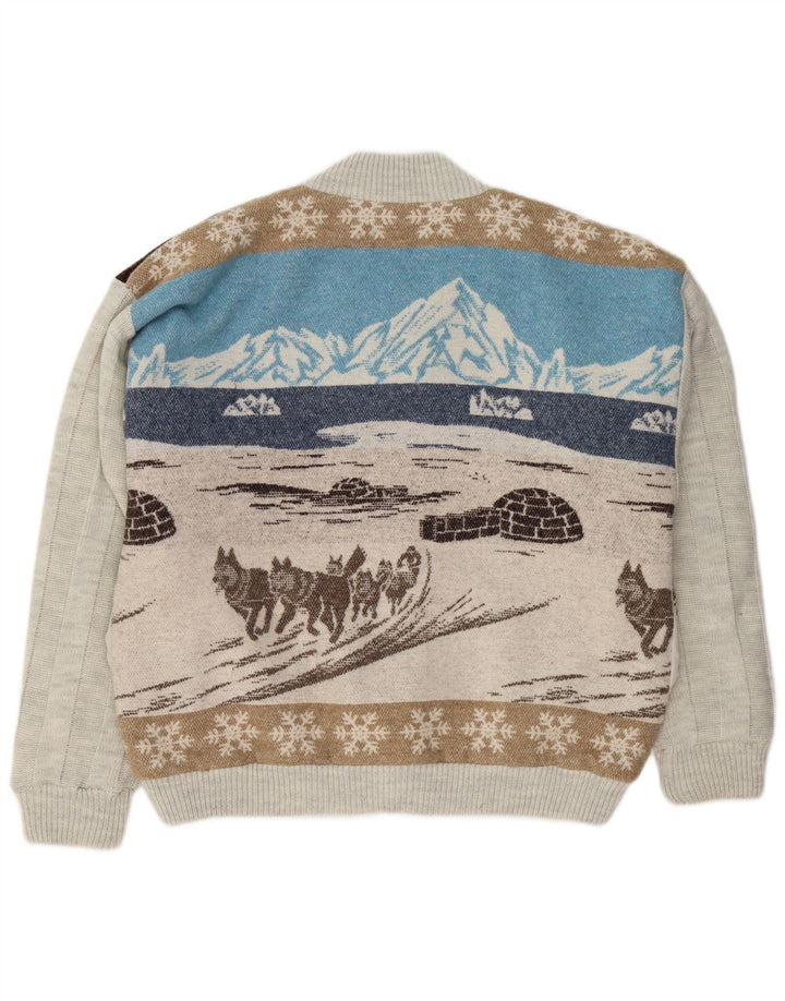 VINTAGE Herre grafisk cardigan sweater IT 48/50 Medium Flerfarvet