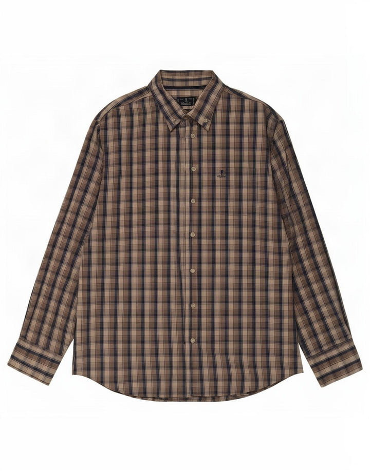 Vintage herreskjorte 2XL brun ternet bomuld
