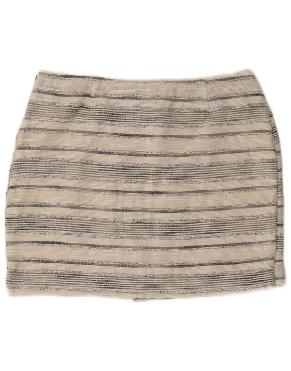 Gap Dame-mininederdel UK 10 Small W30 Hvidstribet bomuld