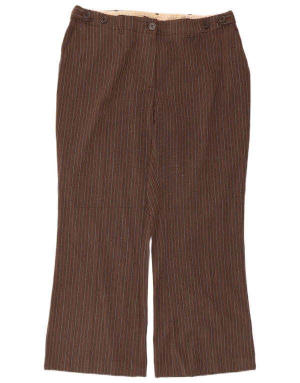 Marks & Spencer Womens Chino Trousers UK 16 Large W36 L27 Brown Striped