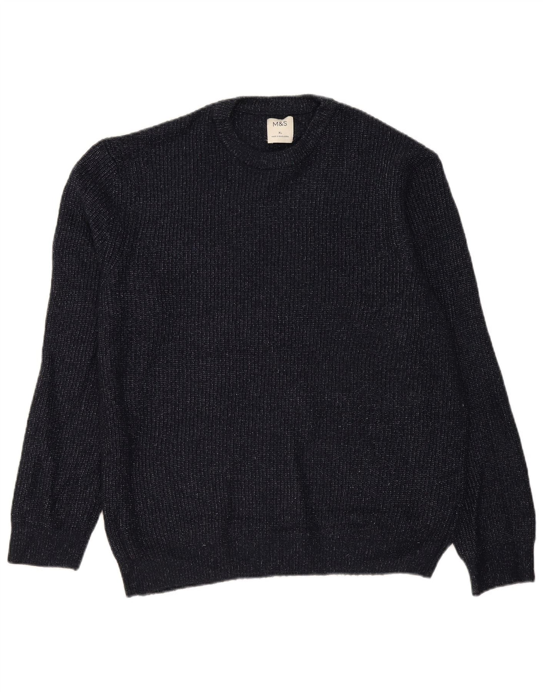 Marks & Spencer Herre sweater med rund hals XL Marineblå Flecked