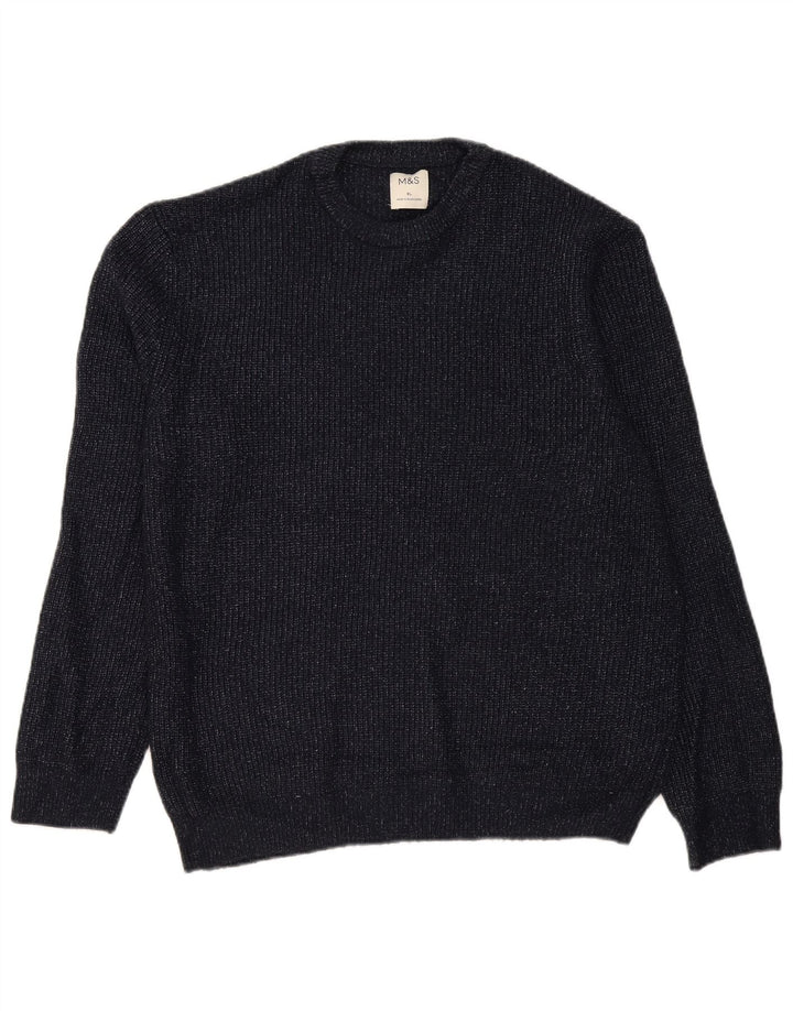 Marks & Spencer Herre sweater med rund hals XL Marineblå Flecked