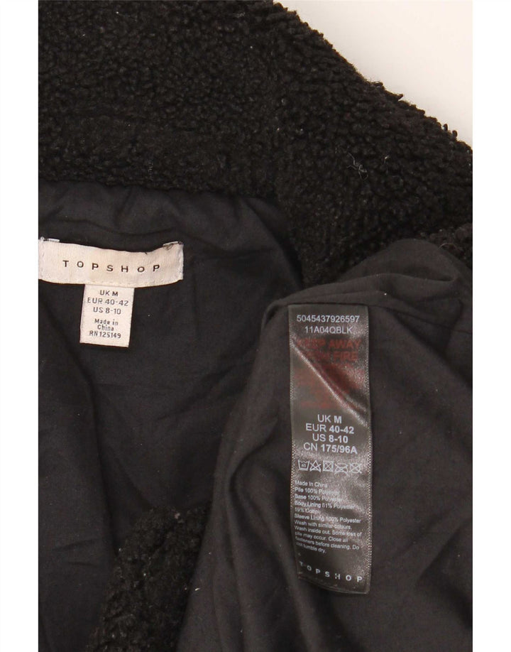 Topshop Dame Fleece Oversized Bomber Jacket UK 14 Medium Sort Polyester