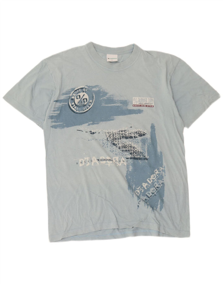 Diadora Herre Grafisk T-Shirt Top Stor Blå Bomuld