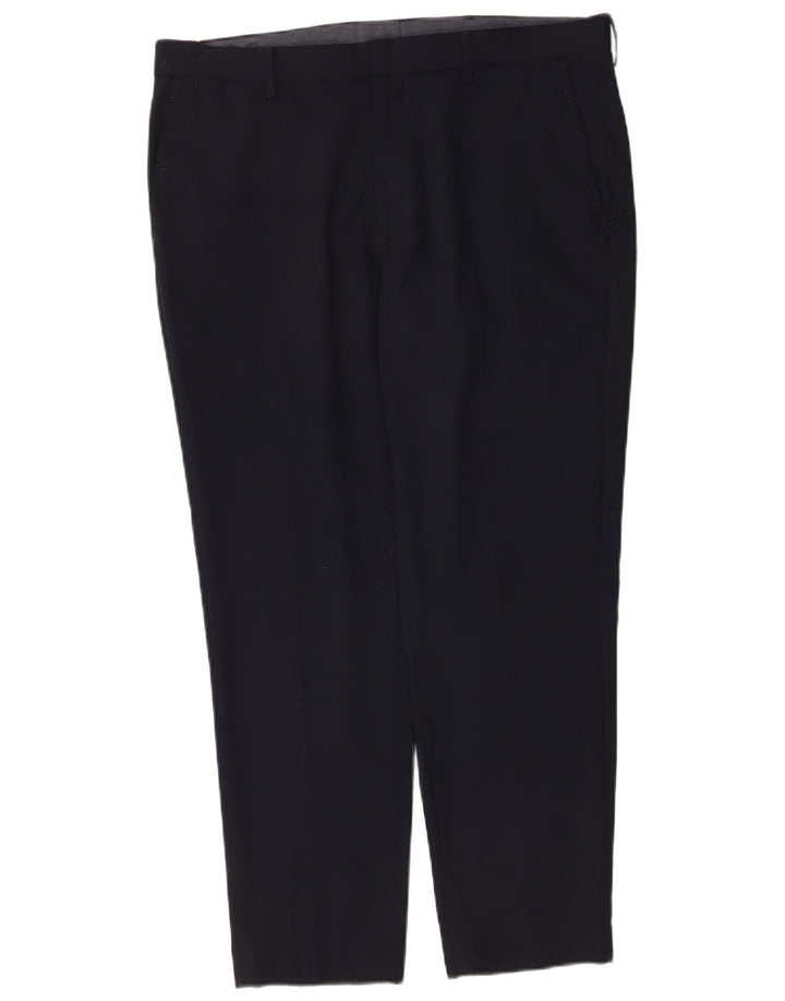 Marks & Spencer Straight Chino-bukser til mænd W36 L29 Marineblå uld