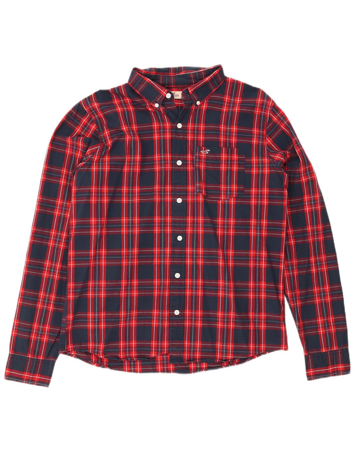 HOLLISTER Flanelskjorte til mænd XL Marineblå ternet bomuld