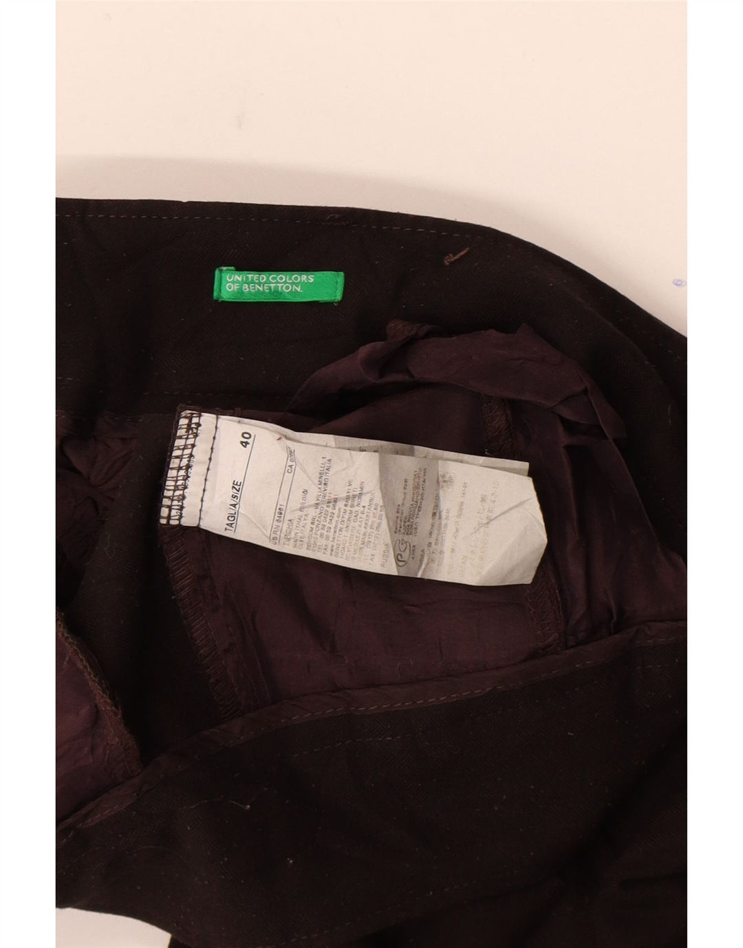 Benetton Lige Chinobukser til kvinder IT 40 Small W28 L34 Brun Polyester
