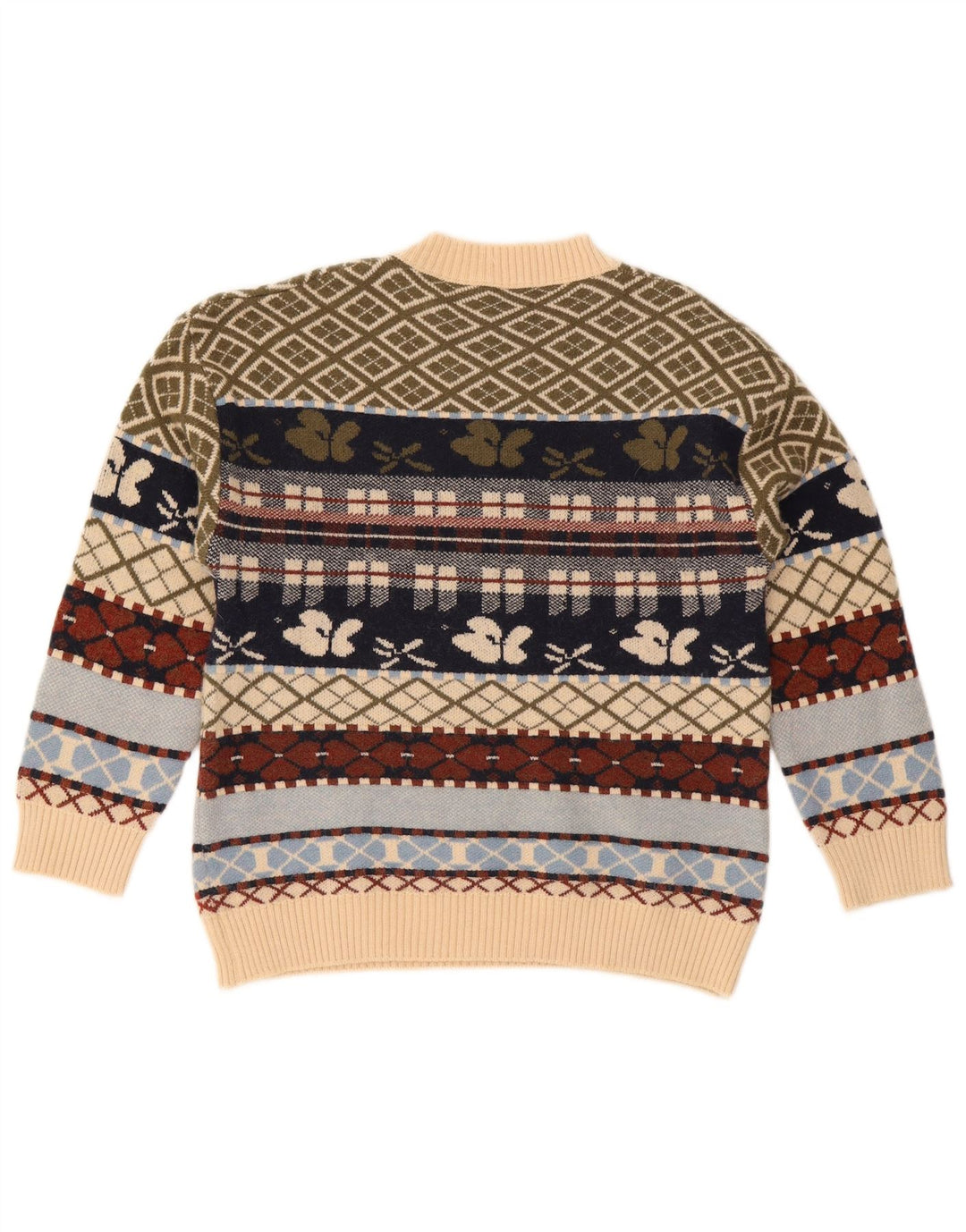 Vintage Dame Crew Neck Jumper Sweater UK 10 Small Multicolored Geometric