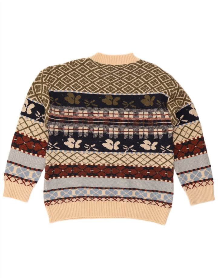 Vintage Dame Crew Neck Jumper Sweater UK 10 Small Multicolored Geometric