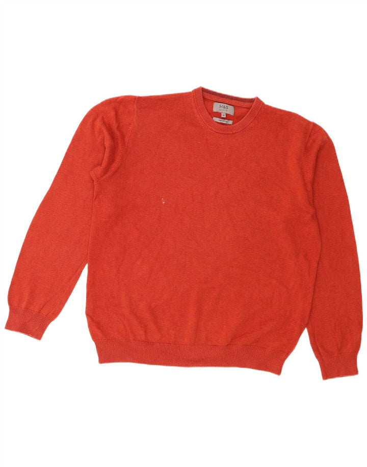 Marks & Spencer Herre sweater med rund hals, medium orange bomuld