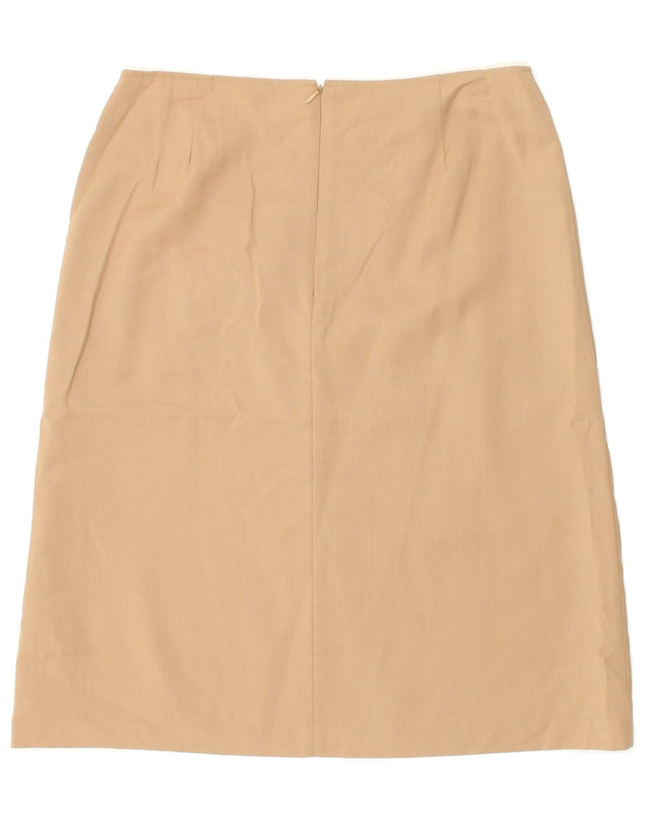 VINTAGE Womens A-Line Skirt UK 14 Large W30  Beige Wool Vintage Vintage and Second-Hand Vintage from Messina Hembry 