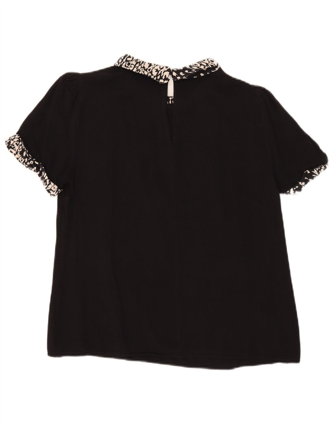 Oasis Damebluse Top UK 12 Medium Black Animal Print