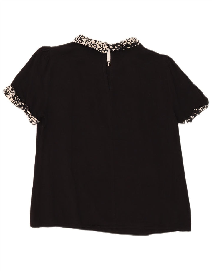 Oasis Damebluse Top UK 12 Medium Black Animal Print