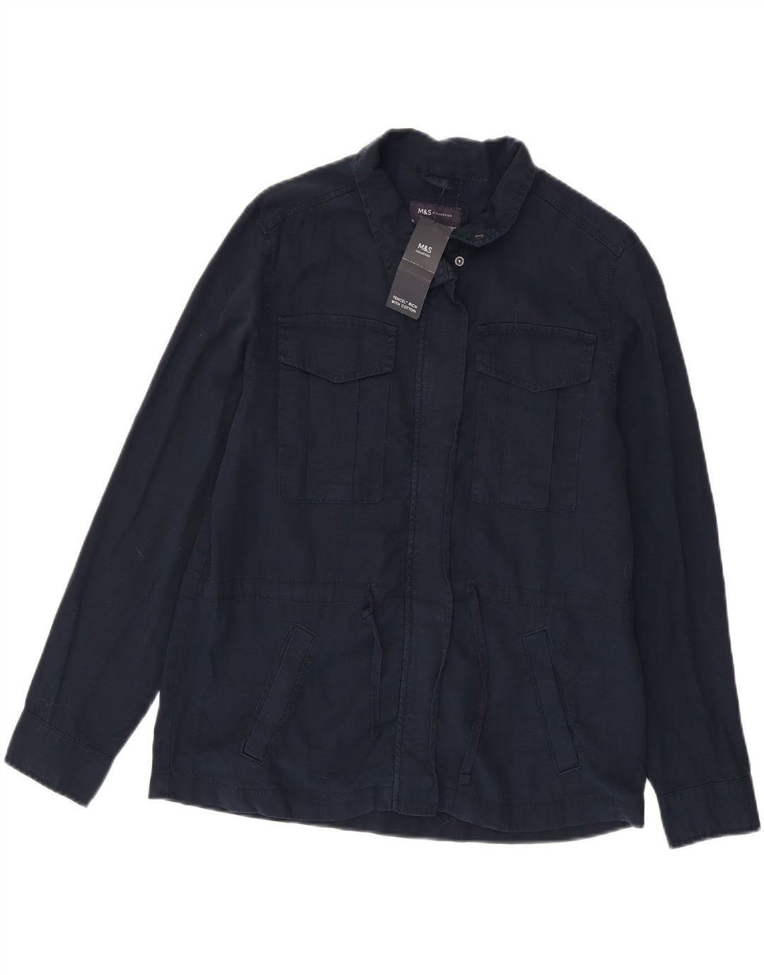 Marks & Spencer Kvinder Oversized Utility Jacket UK 10 Small Navy Blue