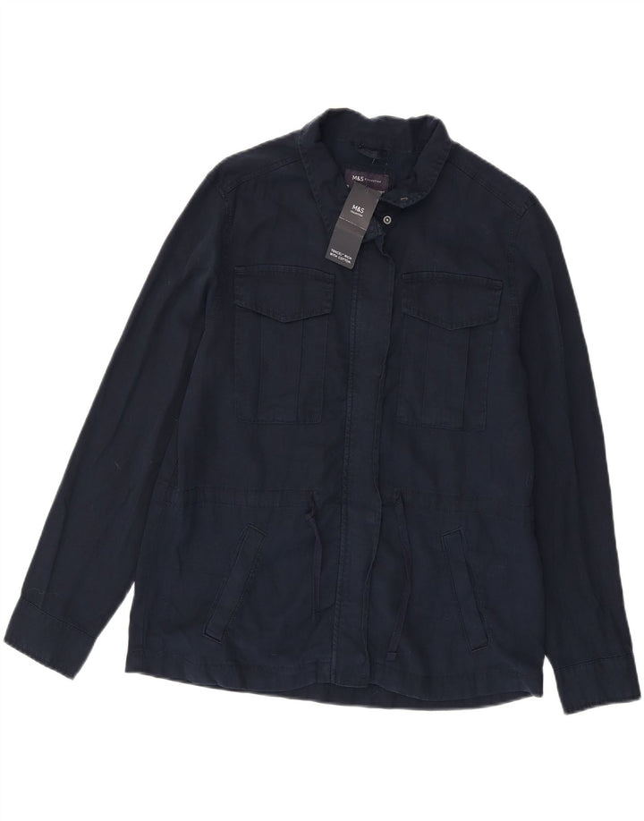 Marks & Spencer Kvinder Oversized Utility Jacket UK 10 Small Navy Blue