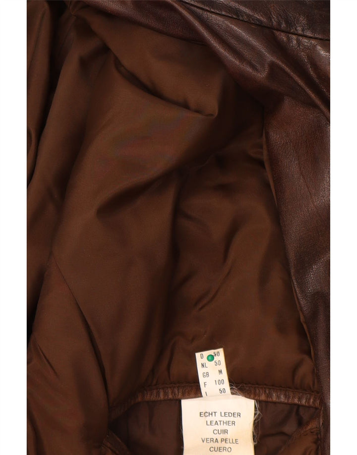 M. Flues Herre Loose Fit Læderjakke UK 38 Medium Brun Læder