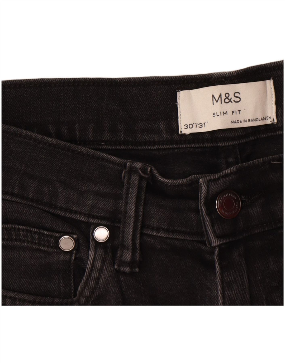 Marks & Spencer Herre Slim Jeans W30 L28 Sort Bomuld