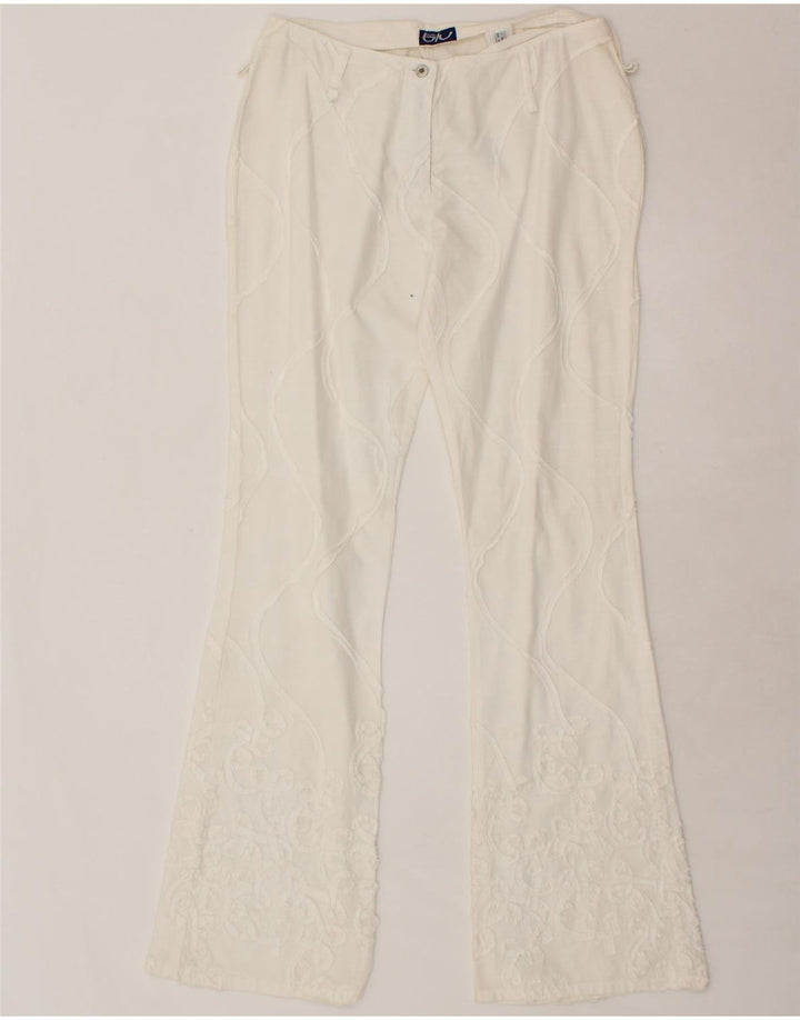 BYBLOS Womens Bootcut Casual Trousers UK 14 Medium W30 L31 White Vintage Byblos and Second-Hand Byblos from Messina Hembry 