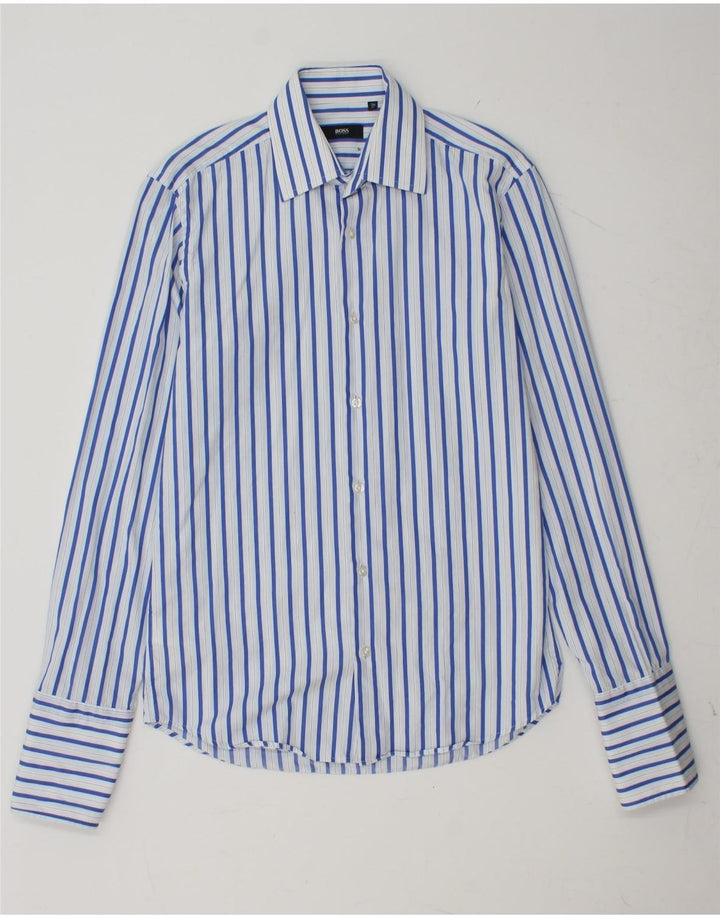 HUGO BOSS Herre formel skjorte str. 38 15 Mellem blå stribet bomuld