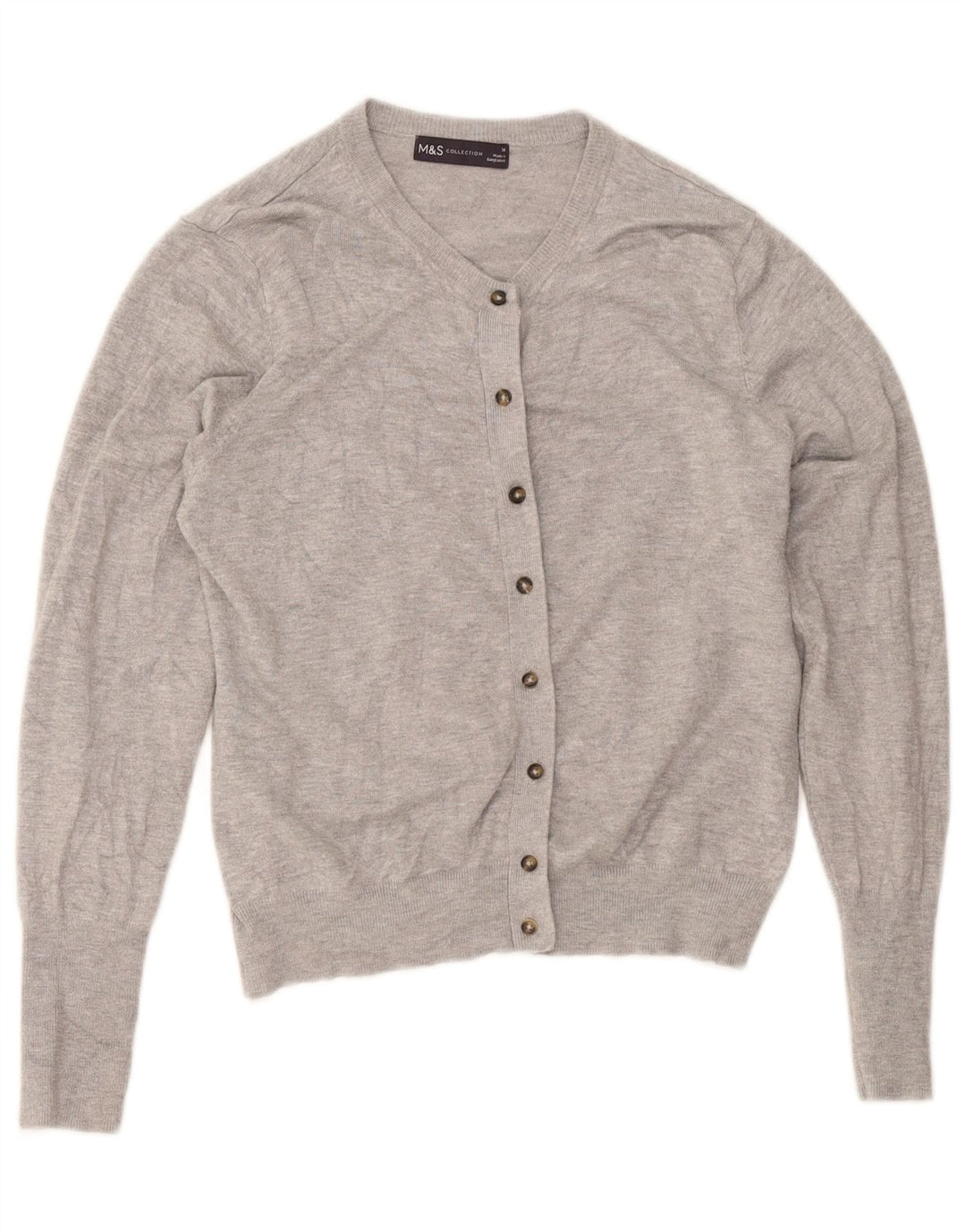 Marks & Spencer Dame Crop Cardigan Sweater UK 14 Medium Grey Flecked