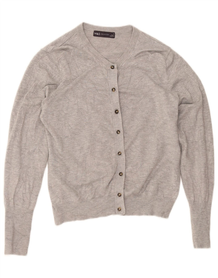 Marks & Spencer Dame Crop Cardigan Sweater UK 14 Medium Grey Flecked