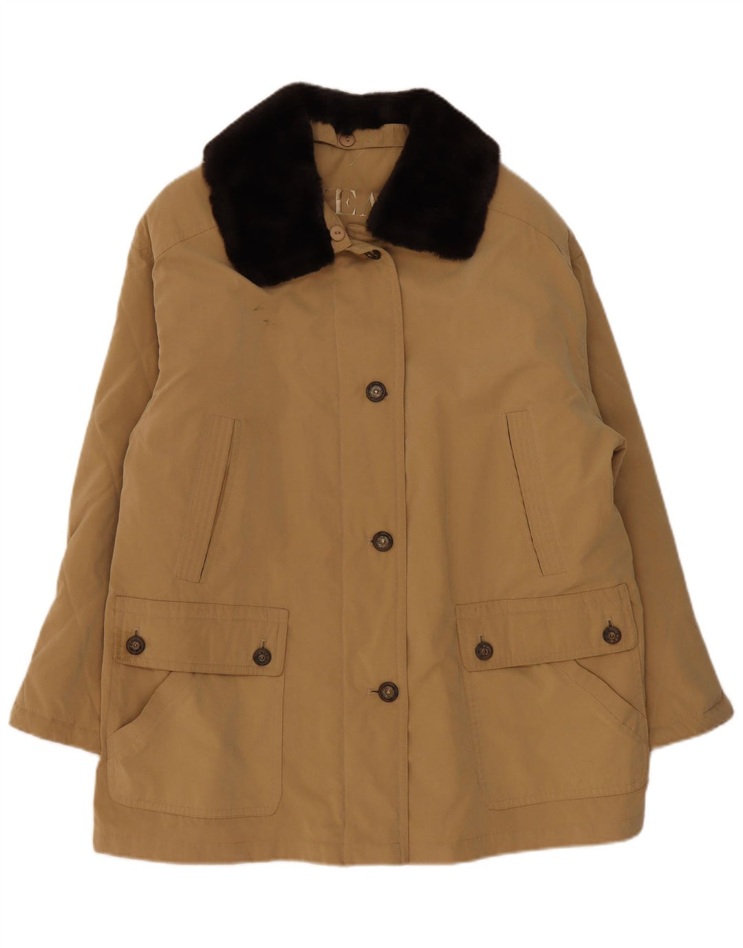 Vintage Kvinders Oversized Utility Jacket dk 18 XL Beige Polyester