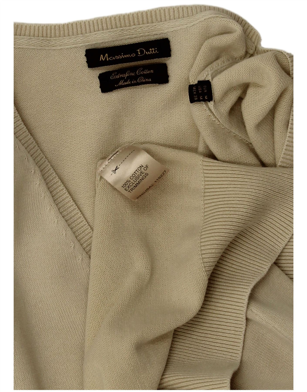 Massimo Dutti Herre V-hals sweater Medium Beige Bomuld