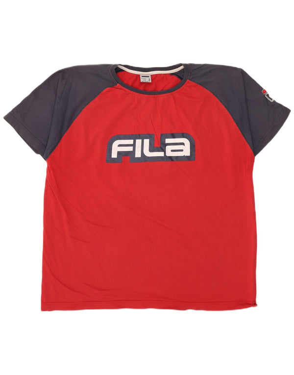 Fila Herre Grafisk T-Shirt Top XL Rød Colourblock