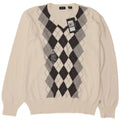 Izod Herre V-hals sweater XL Hvid Argyle/Diamant Bomuld