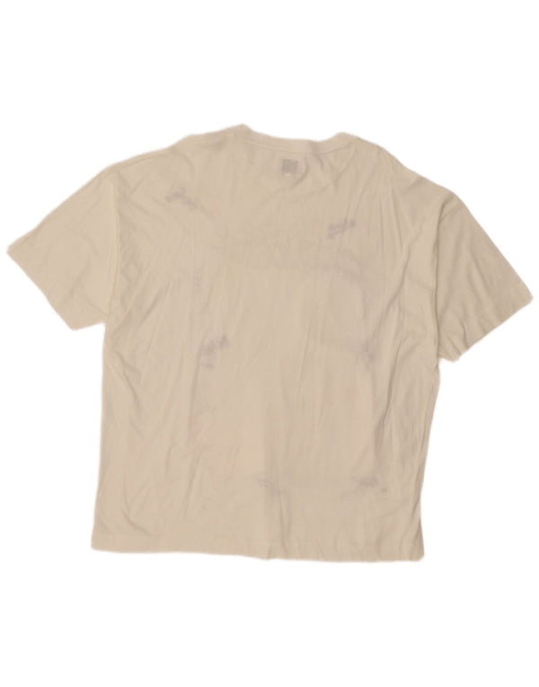BENETTON Herre grafisk T-shirt Top XL Off White