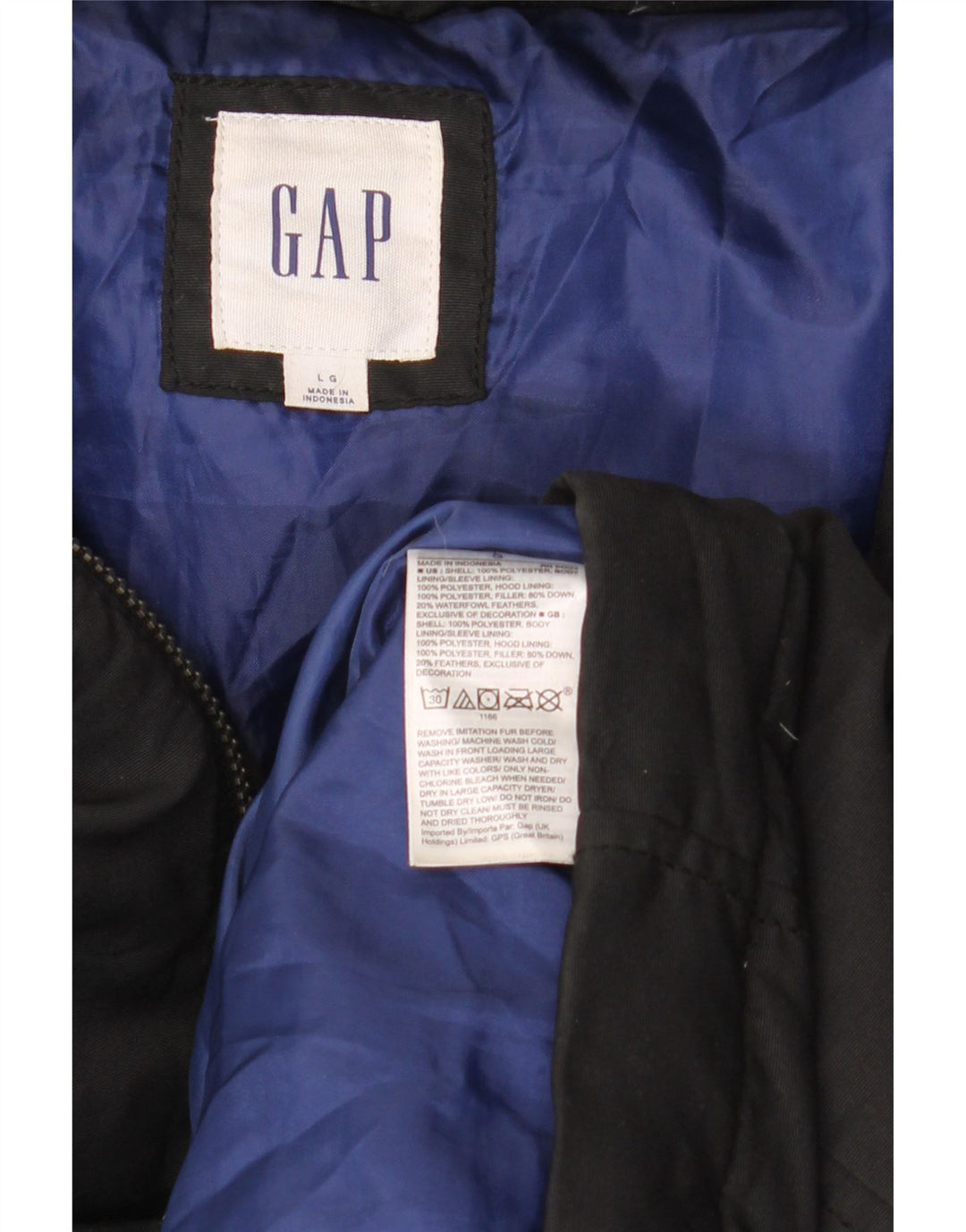 Gap Herre hættepolstret jakke UK 40 Stor sort polyester
