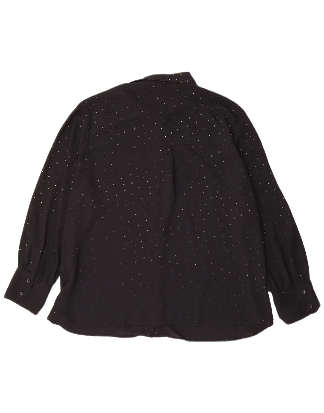 Marks & Spencer skjortebluse til kvinder UK 24 4XL sort plettet polyester