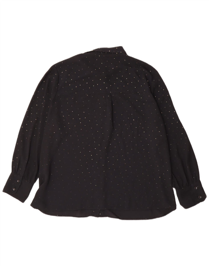 Marks & Spencer skjortebluse til kvinder UK 24 4XL sort plettet polyester