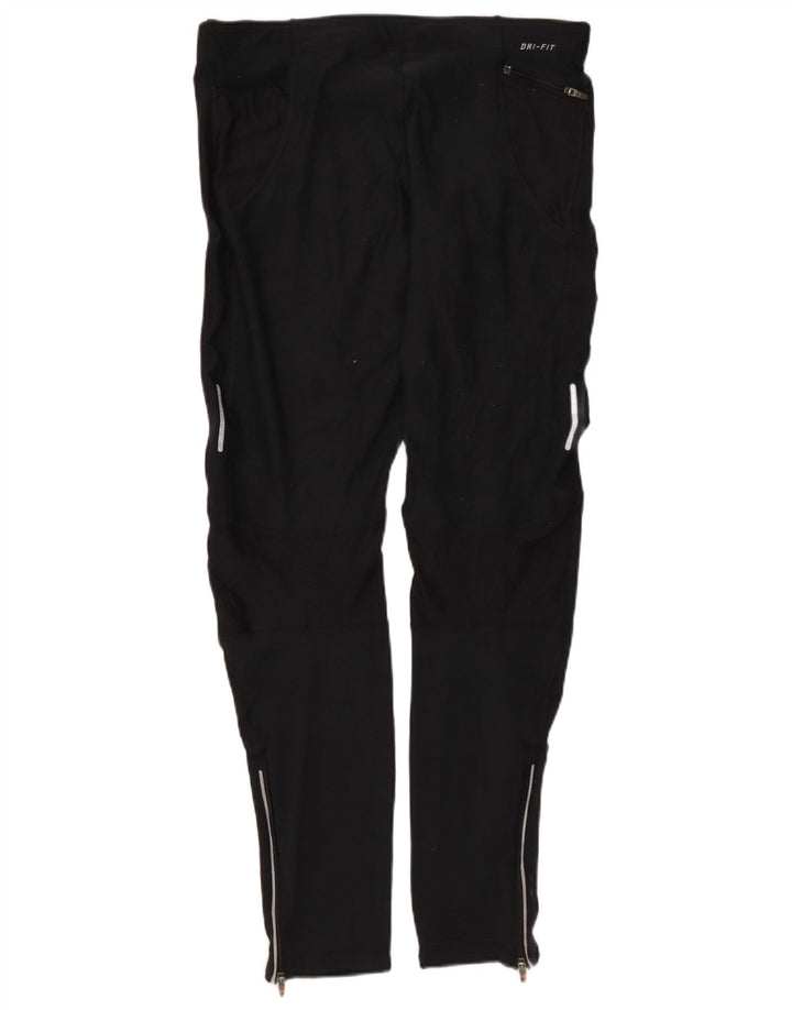 NIKE Dame Dri Fit Leggings UK 12 Medium Sort Polyester