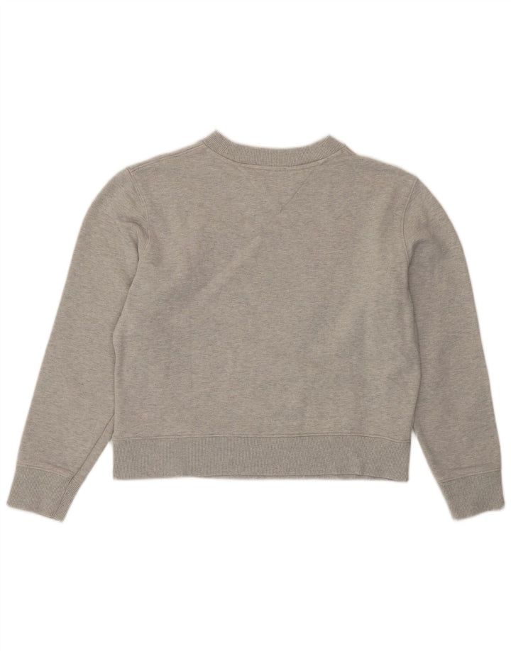 TOMMY HILFIGER Dame Crop Graphic Sweatshirt Jumper UK 16 Large Grey