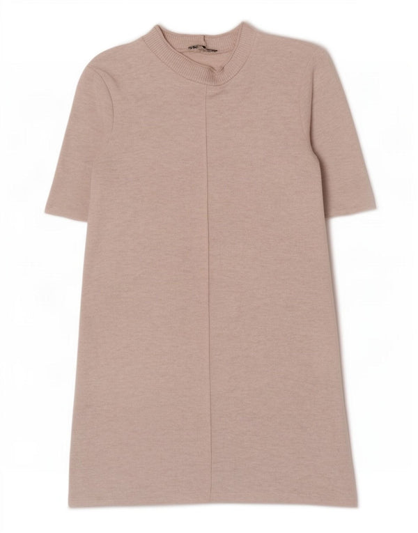 Zara Womens Shift Dress UK 14 Medium Beige Flecked Polyester
