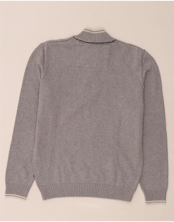 Aeronautica Militare Herre Zip Neck Jumper Sweater Medium Grey Colourblock