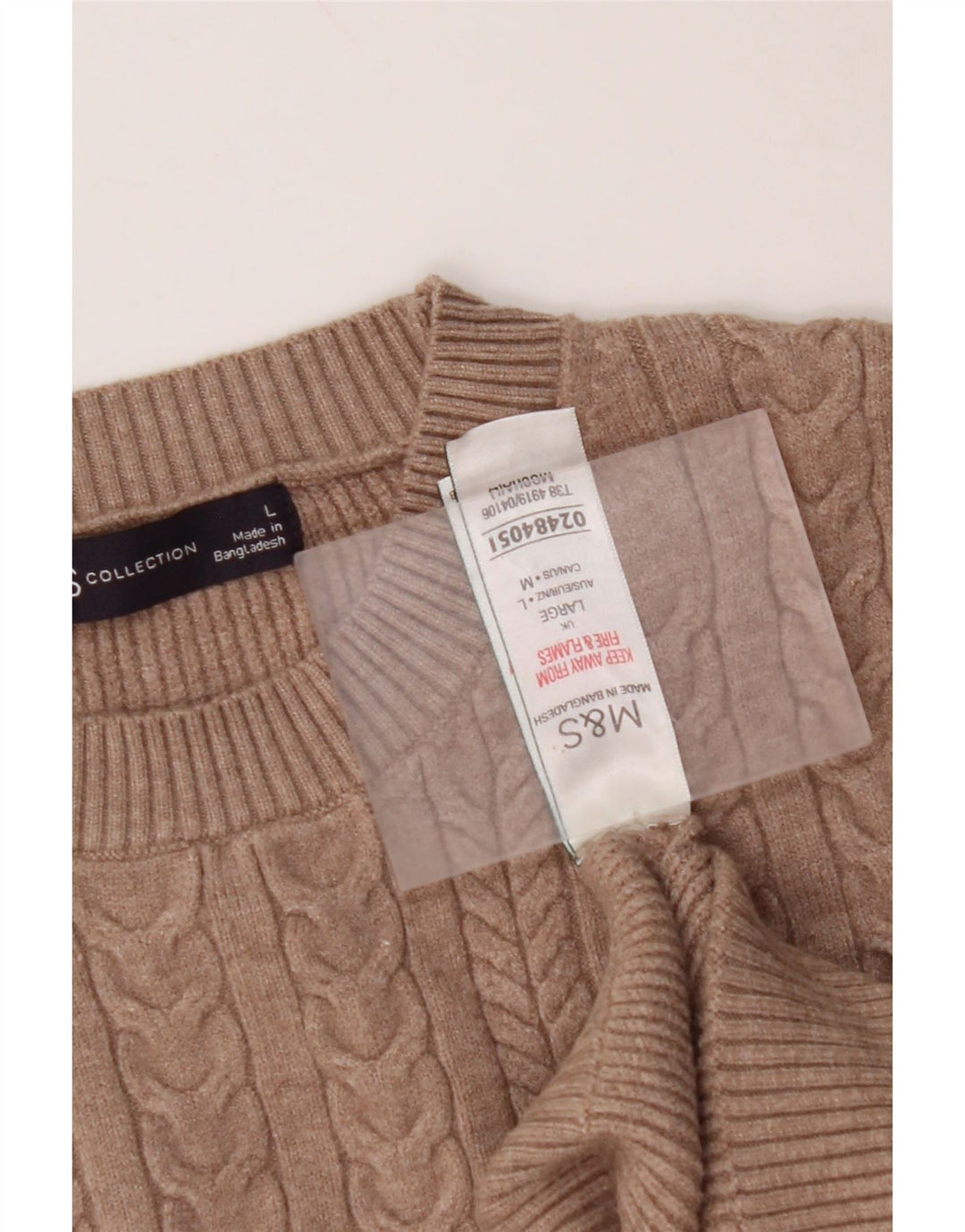 MARKS & SPENCER Dame Crop Crew Neck sweater UK 16 Large Brown