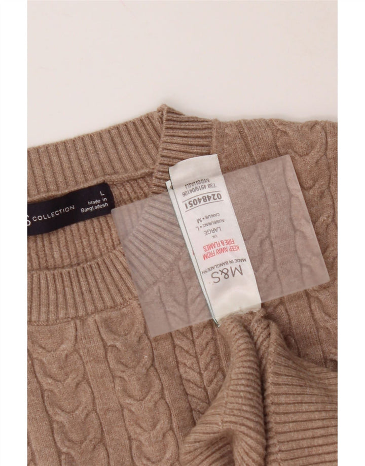 MARKS & SPENCER Dame Crop Crew Neck sweater UK 16 Large Brown