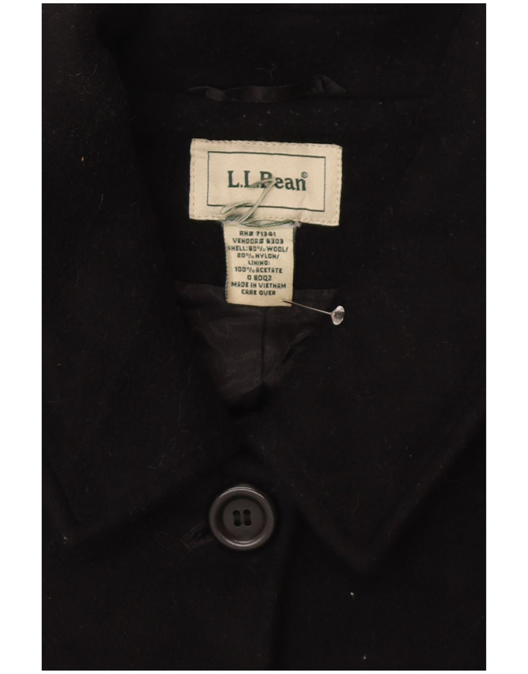 L.L.Bean Dame Overfrakke UK 20 2XL Sort Uld